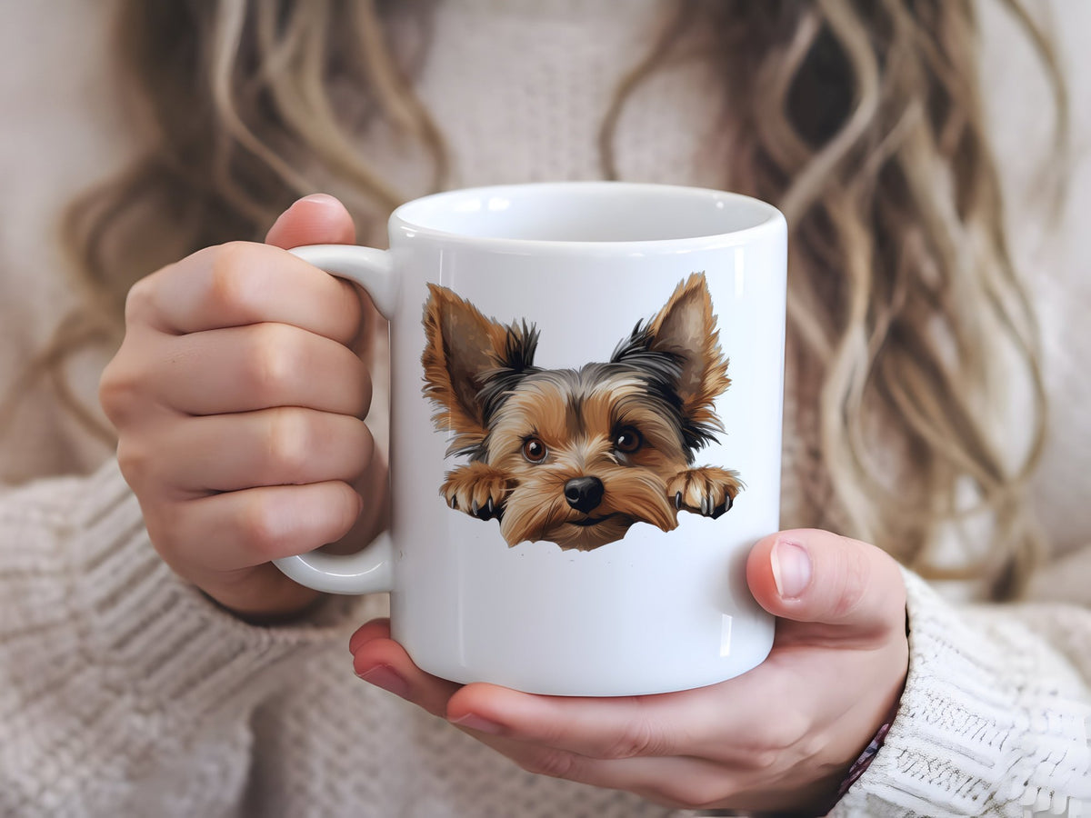 Yorkshire Terrier Face standard mug in white
