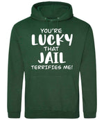 You're Lucky That Jail Terrifies Me! hoodie in bottle green