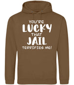 You're Lucky That Jail Terrifies Me! hoodie in caramel toffee