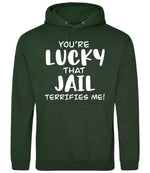 You're Lucky That Jail Terrifies Me! hoodie in forest green