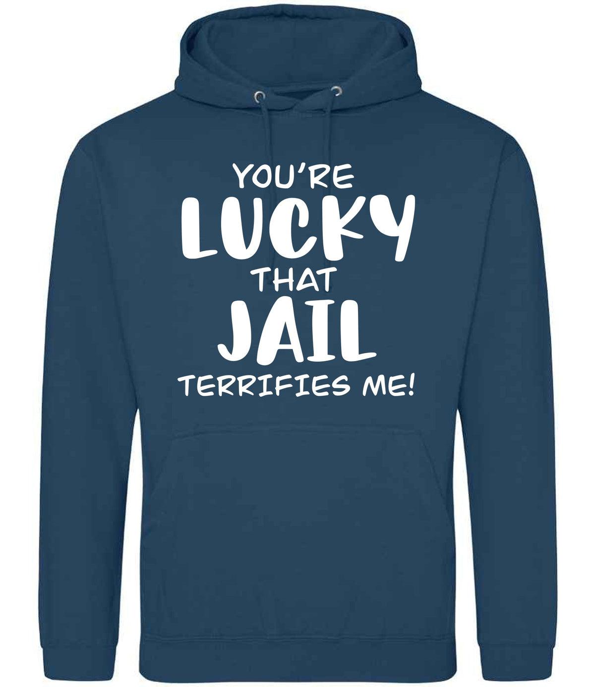 You're Lucky That Jail Terrifies Me! hoodie in ink blue