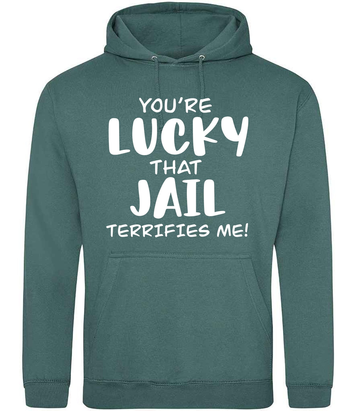 You're Lucky That Jail Terrifies Me! hoodie in moss green