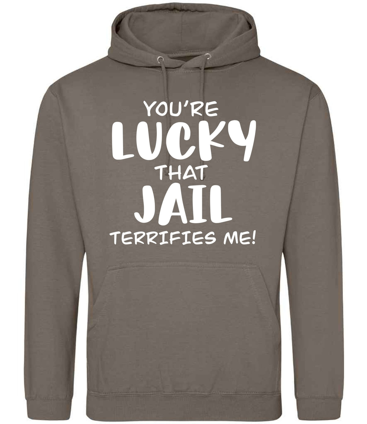 You're Lucky That Jail Terrifies Me! hoodie in natural clay