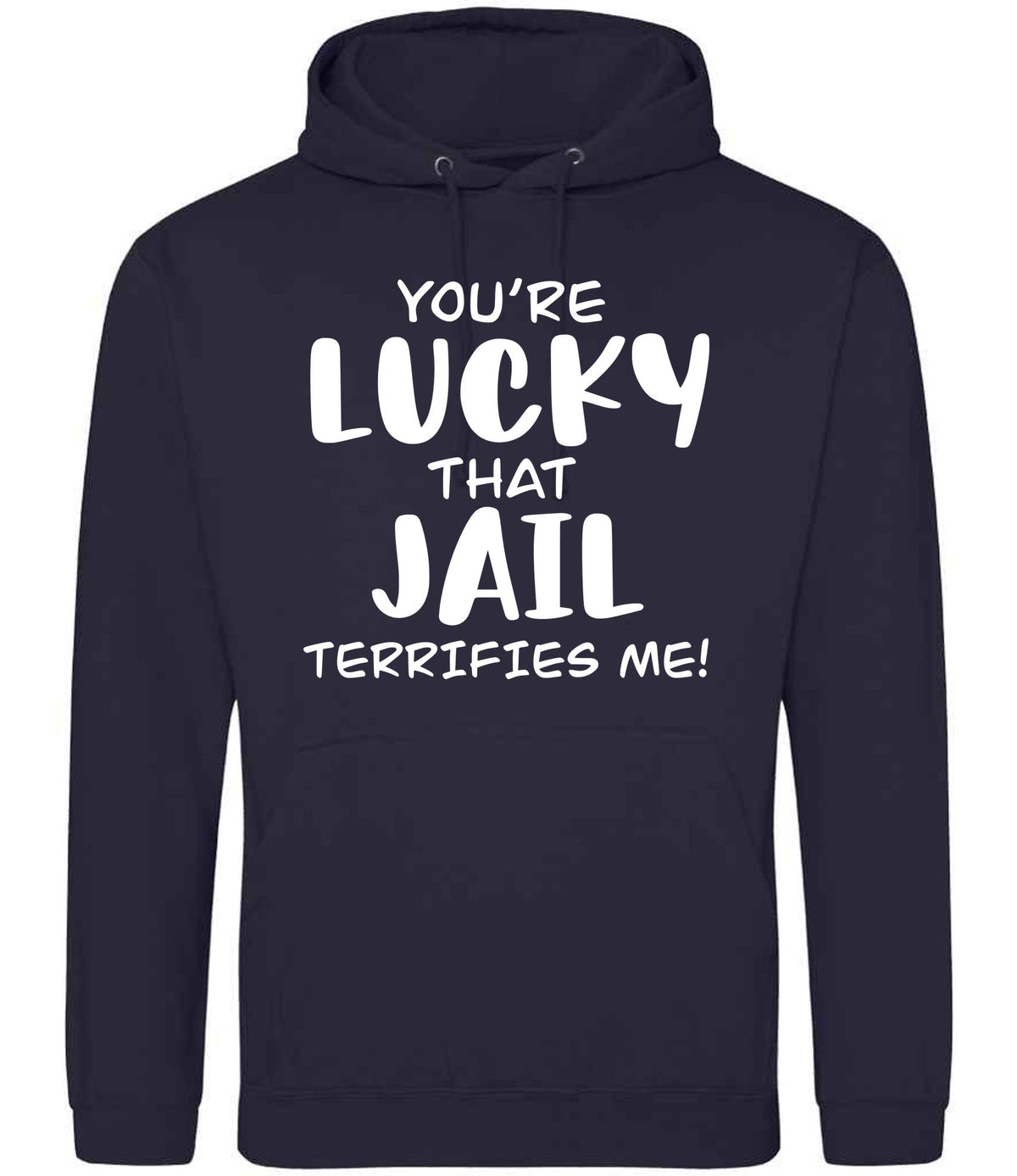 You're Lucky That Jail Terrifies Me! hoodie in new french navy