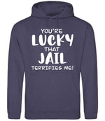 You're Lucky That Jail Terrifies Me! hoodie in shark grey