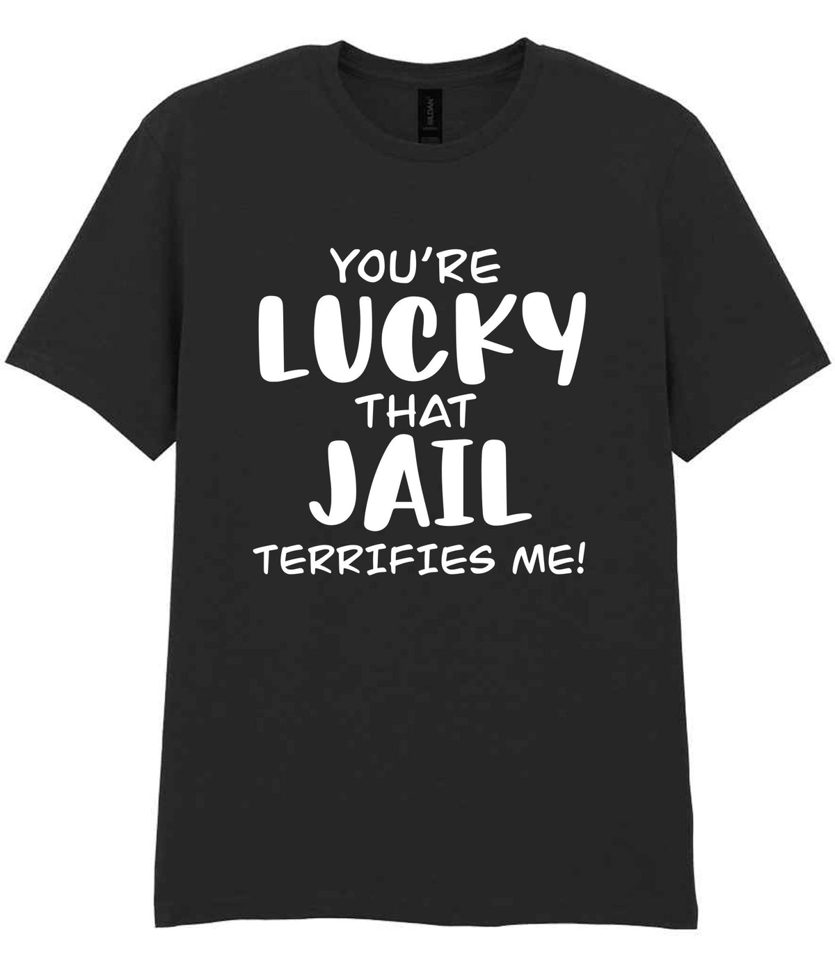You're Lucky That Jail Terrifies Me! t-shirt in black