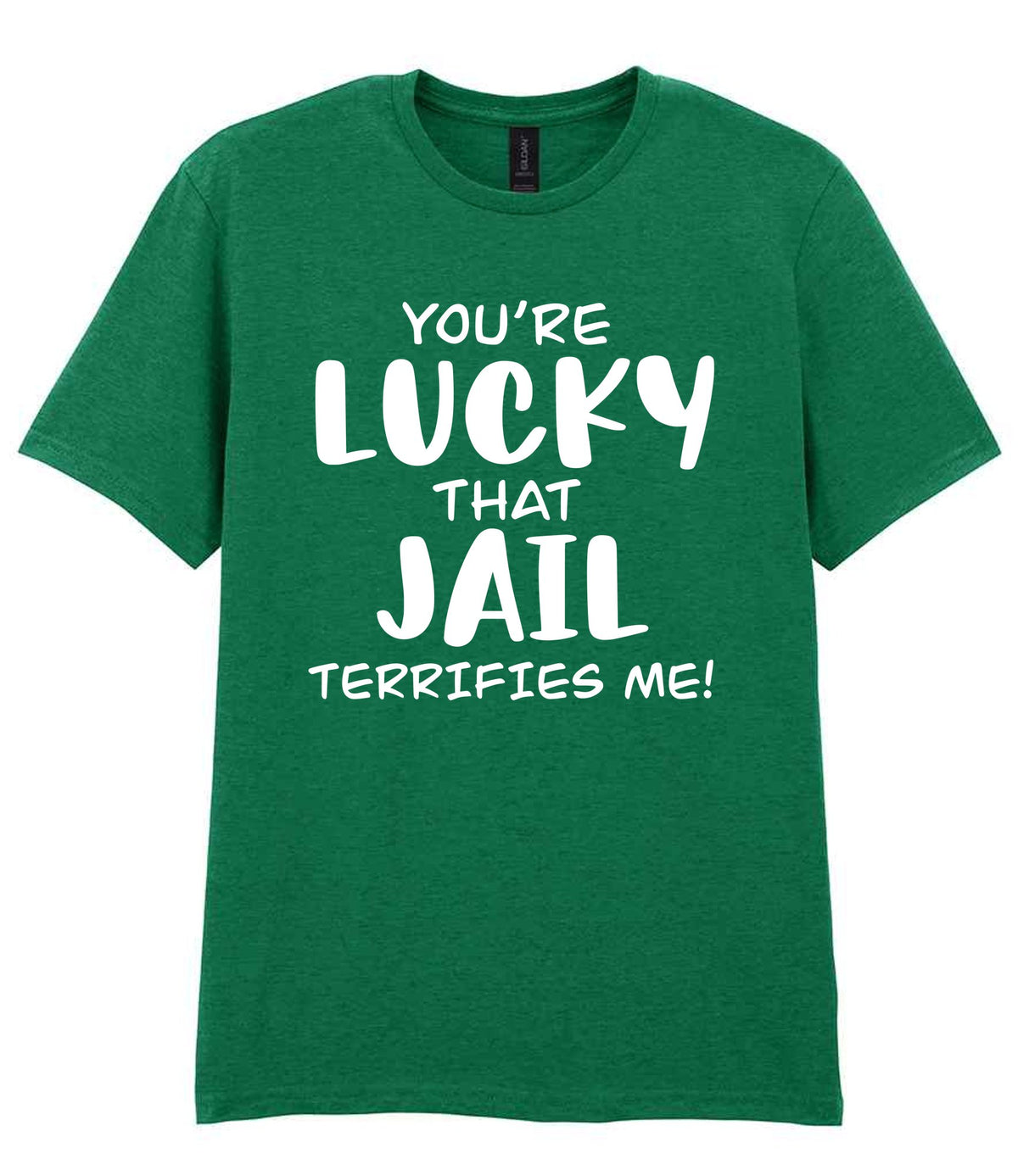 You're Lucky That Jail Terrifies Me! t-shirt in kelly green