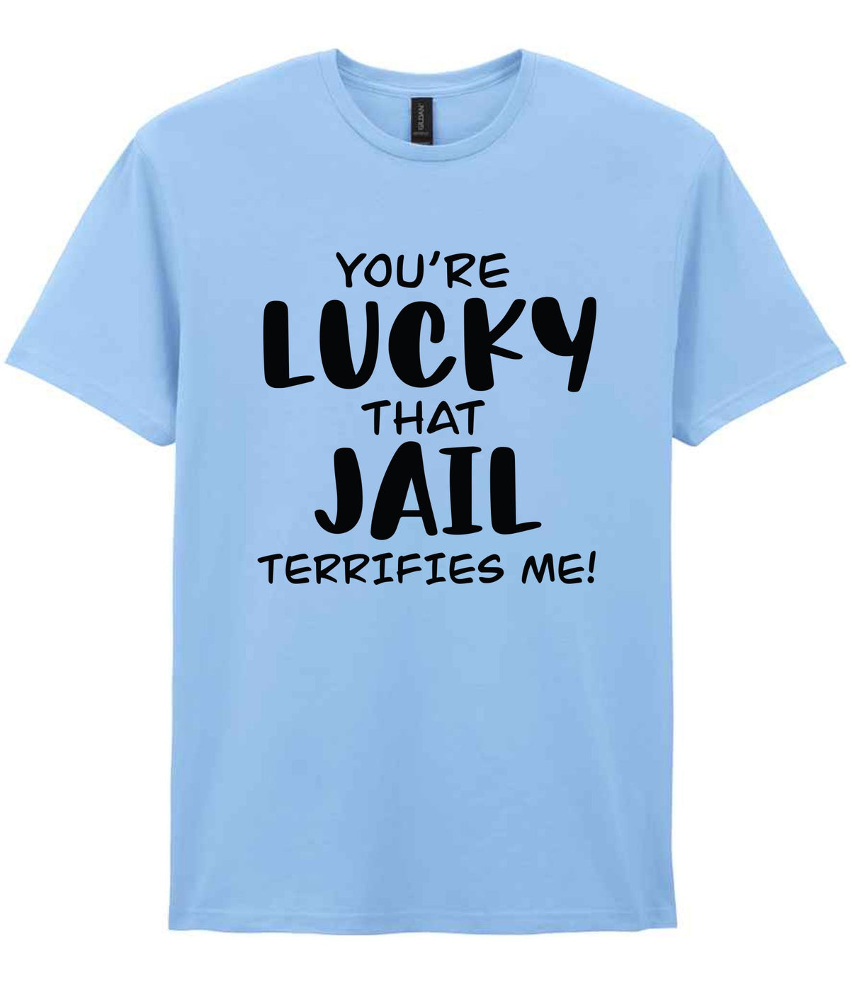 You're Lucky That Jail Terrifies Me! t-shirt in light blue