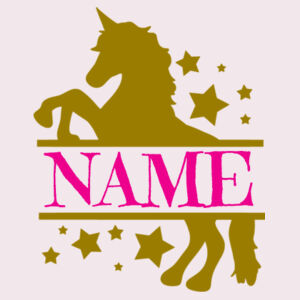Customisable Unicorn Name - Short sleeved body suit with envelope neck opening Design
