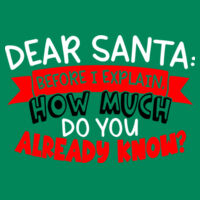 Dear Santa Before I Explain How Much Do You Already Know - Kids AWDis sweatshirt Design