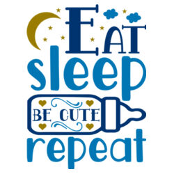Eat Sleep Be Cute Repeat - Short sleeved body suit with envelope neck opening Design