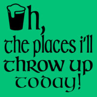 Oh the places I'll throw up today - Heavy Cotton 100% Cotton T Shirt Design