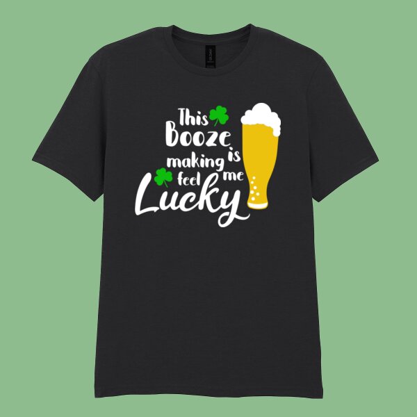 This Booze Is Making Me Feel Lucky - Softstyle™ adult ringspun t-shirt Thumbnail